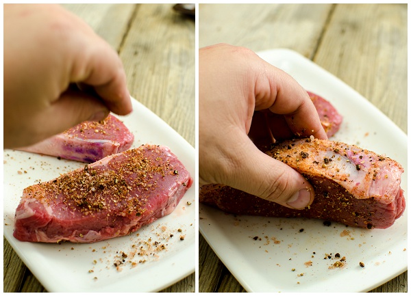 Seasoning the steak